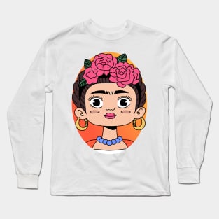 Frida kahlo cute kawaii woman feminist Long Sleeve T-Shirt